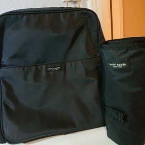 Kate Spade Black Nylon Backpack Diaper Bag And Mat